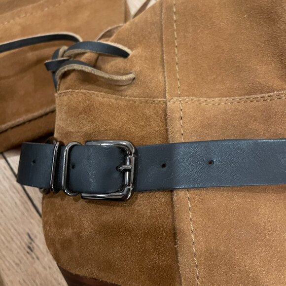 Free People Back-lace Sway Low Slouchy Boots Burnt Caramel Suede NWOB Size 6 - Picture 7 of 10